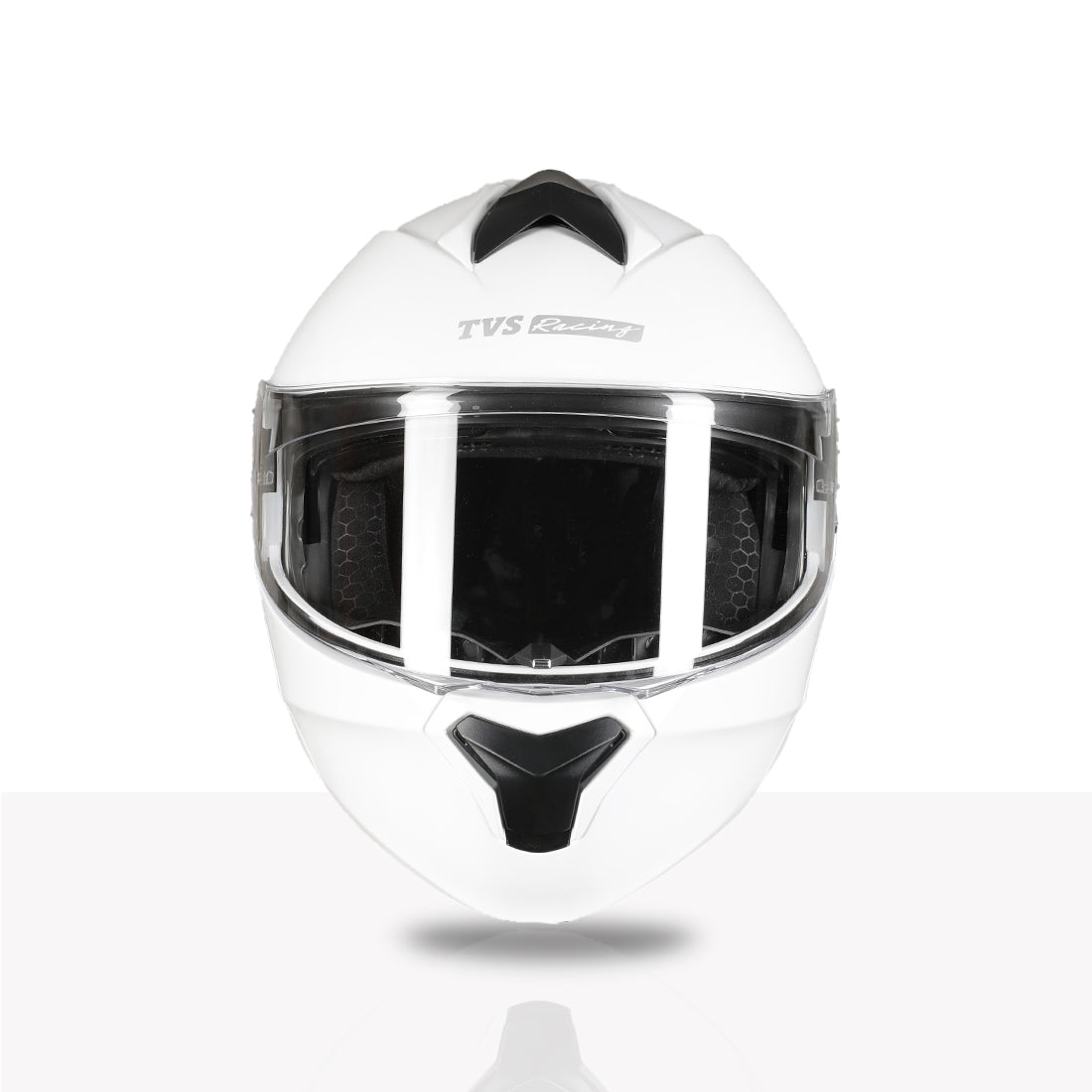 TVS Racing SuperPose Smoked Dual Visor Flip Up Modular Helmet for Men and Women, ISI DOT Certified, ABS Shell, Quick Release Visor, Lightweight, Ventilated, Open Face to Full Face